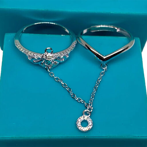 Anillos para 2 dedos, cadena colgando